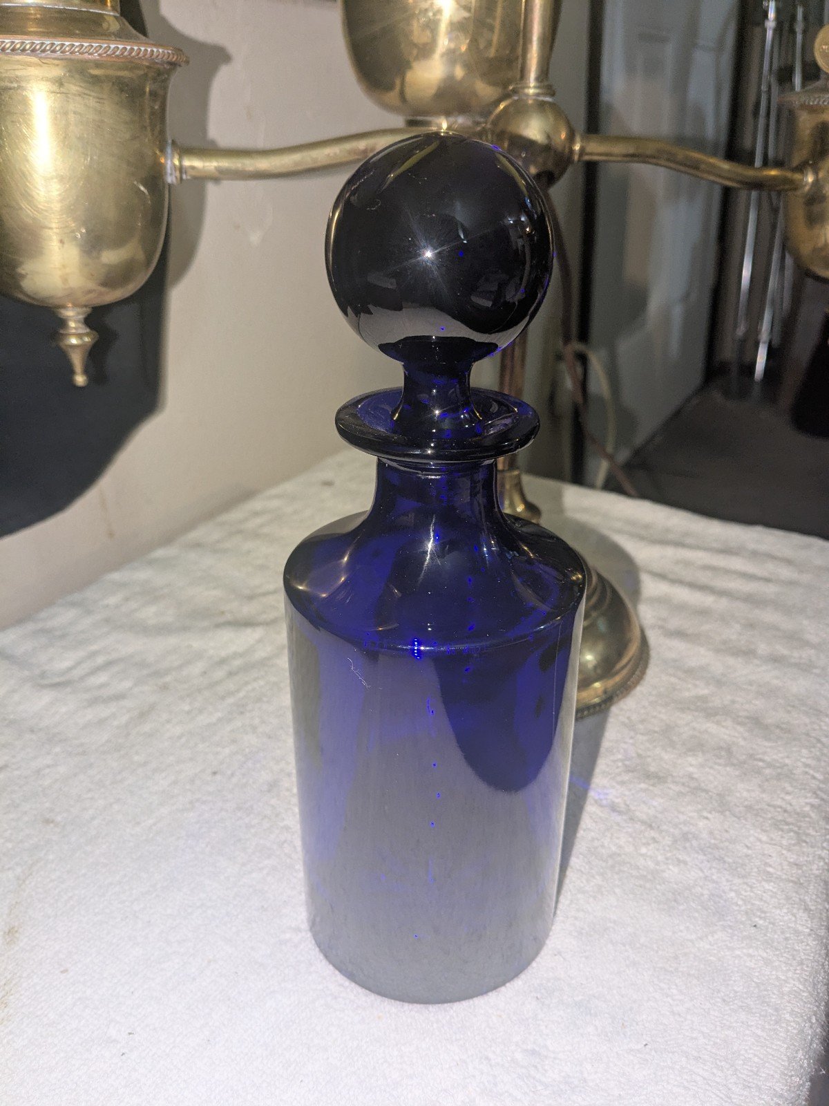 Vintage 24% lead crystal deep cobalt blue decanter