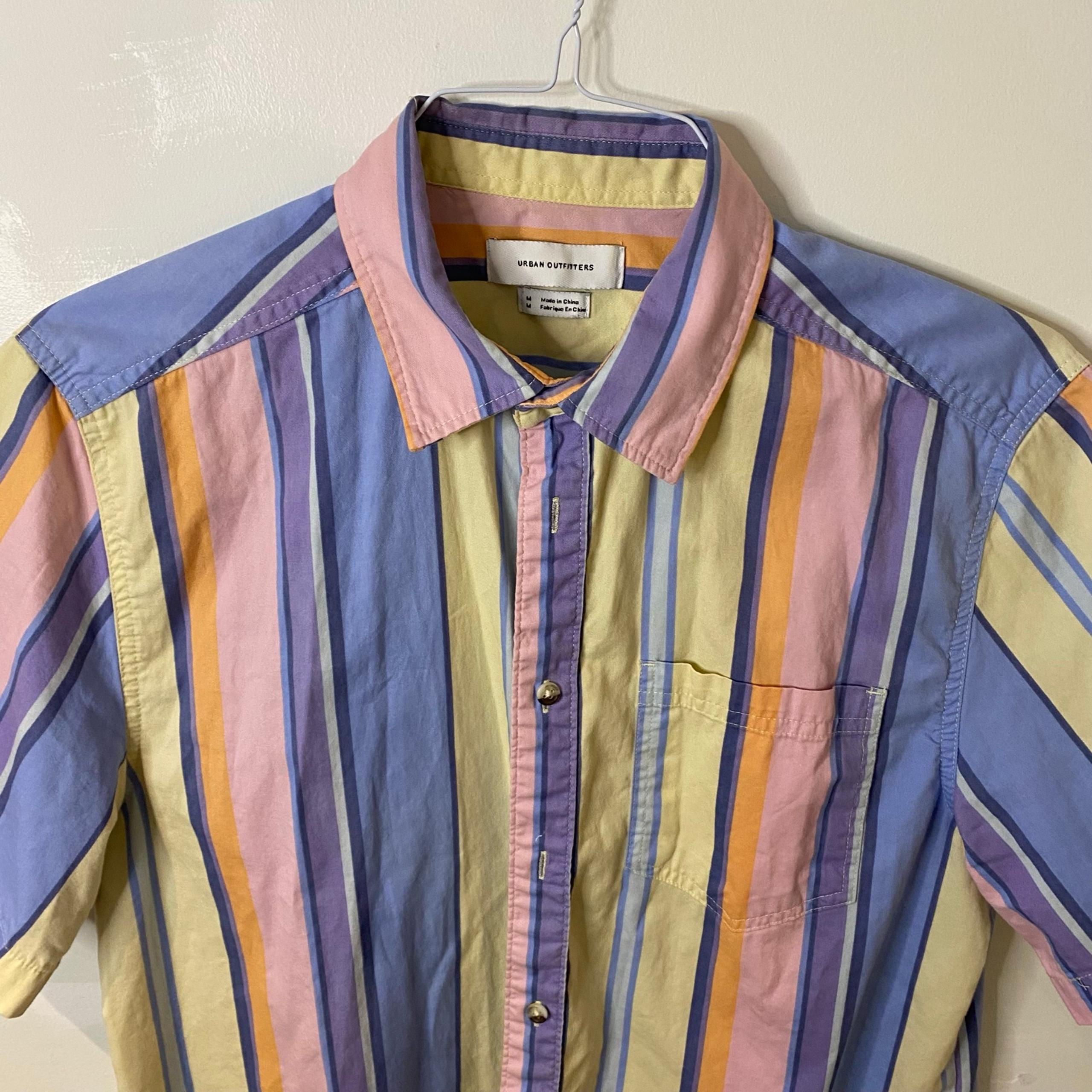 Urban Outfitters Men’s Pastel Striped Casual Button Down Shirt- Size M