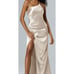 AW BRIDAL 8 M champagne Snowdrop gold bridesmaid party gala maxi dress NEW B143