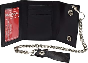MRDP Genuine Leather 8 Ball Logo Trifold Biker's...
