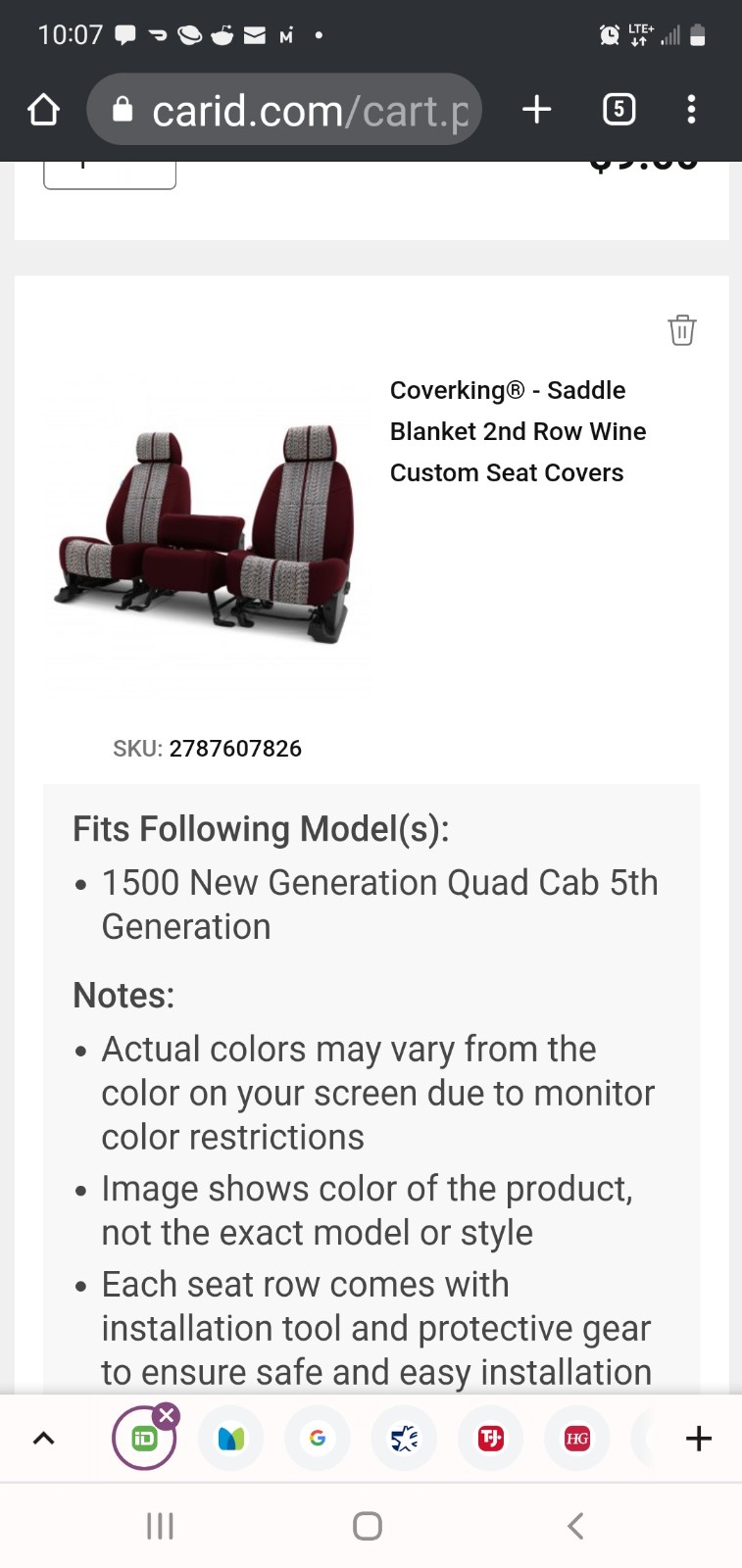 Custom seat cover for a 2020 Ram truck