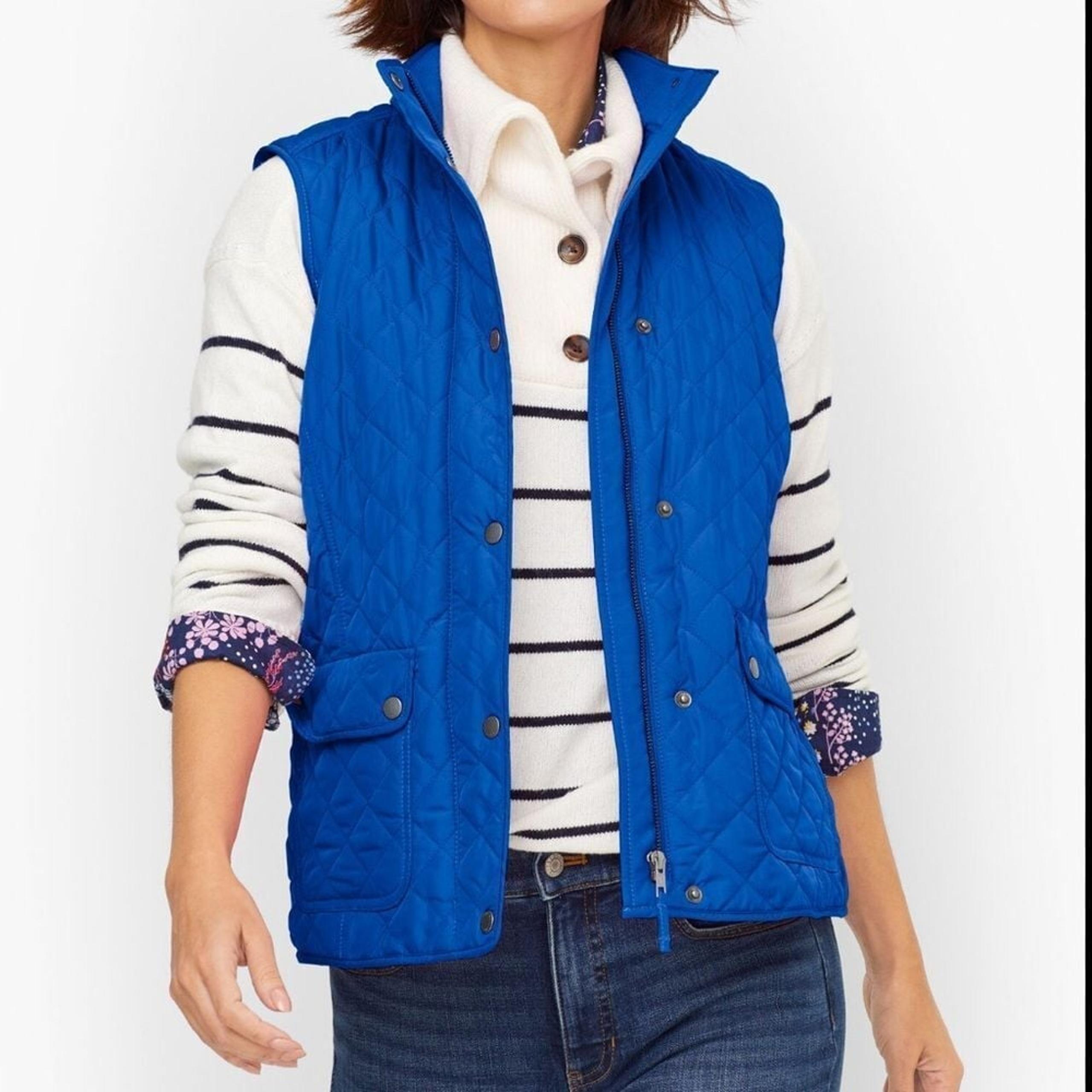 Plus Petite Quilted Vest Women 3XP Royal Blue Layer Spring Preppy - Talbots