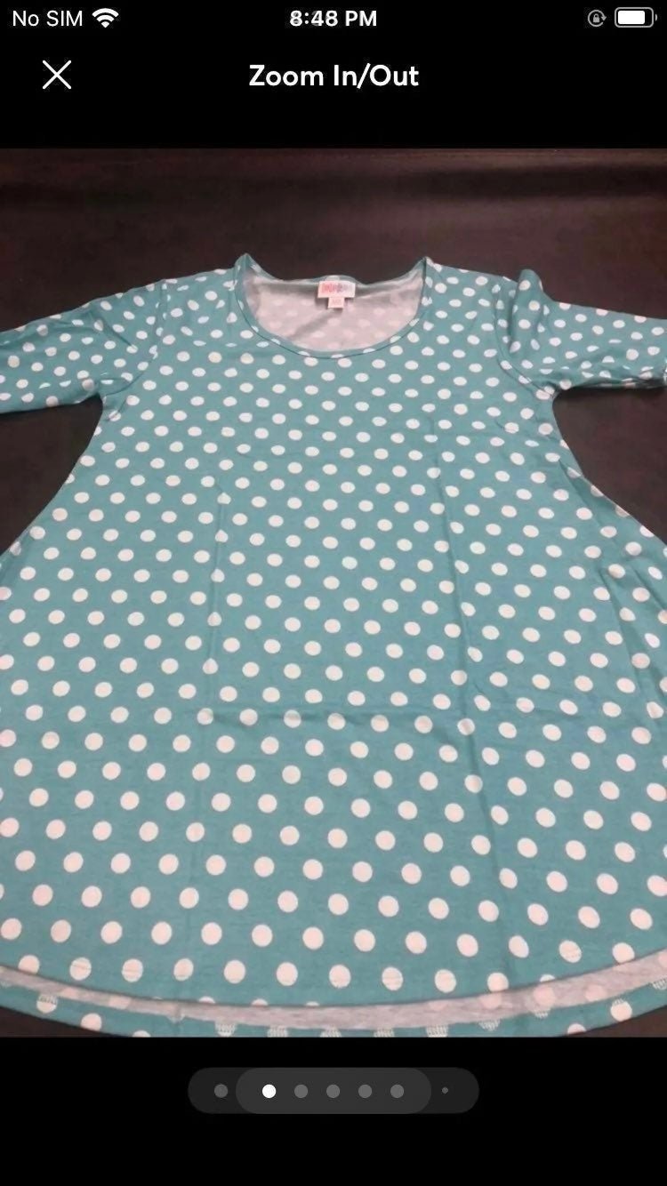 Blue/White Polka Dots Perfect T Large 16/20 New Tunic Lularoe LLR Unicorn New L