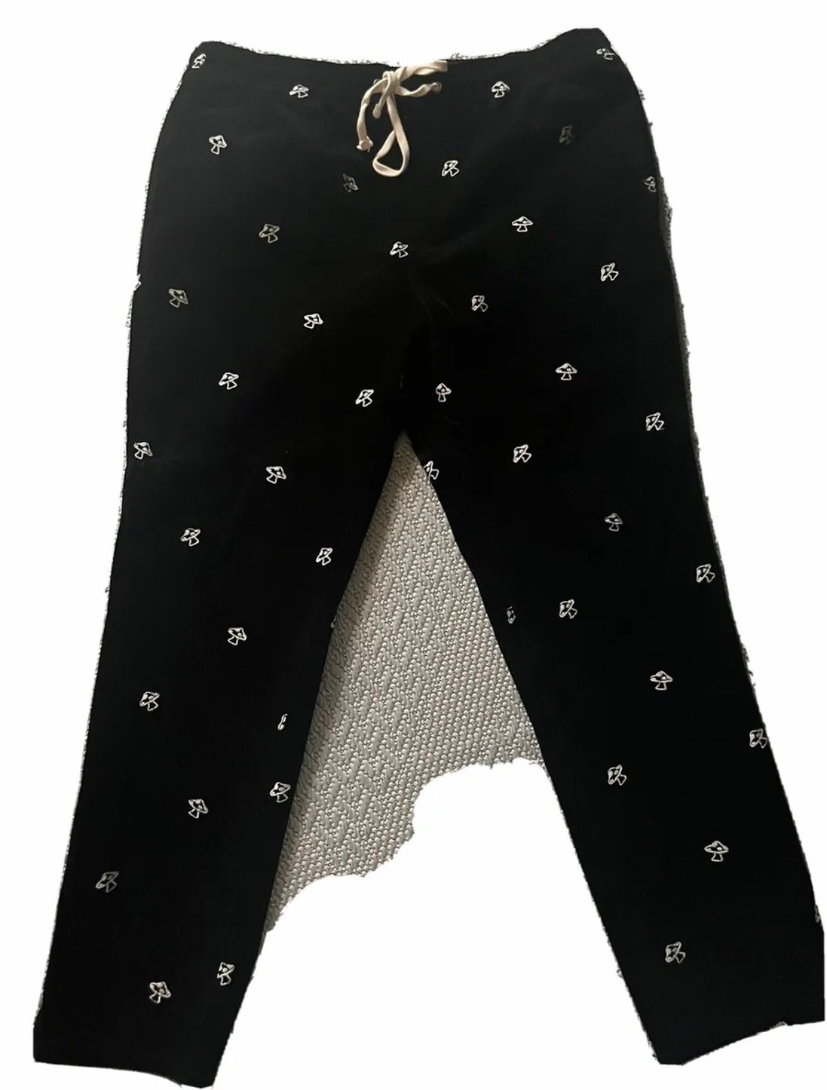 Mushroom Patchwork Design Corduroy Pants