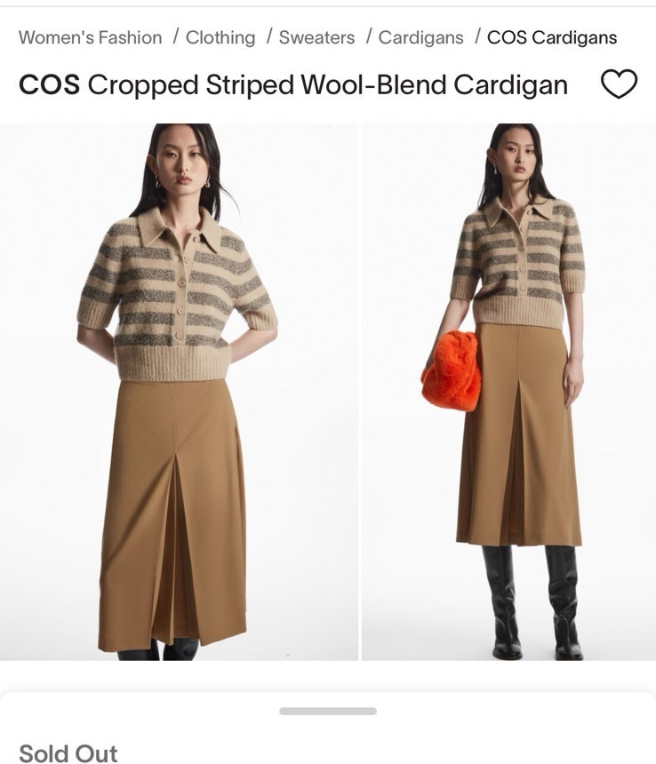 COS Cropped Striped Wool-Blend Cardigan