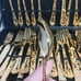 WM Rogers & Son 51 pc Gold Tone silverware set Enchanted Rose with case 12 plc.
