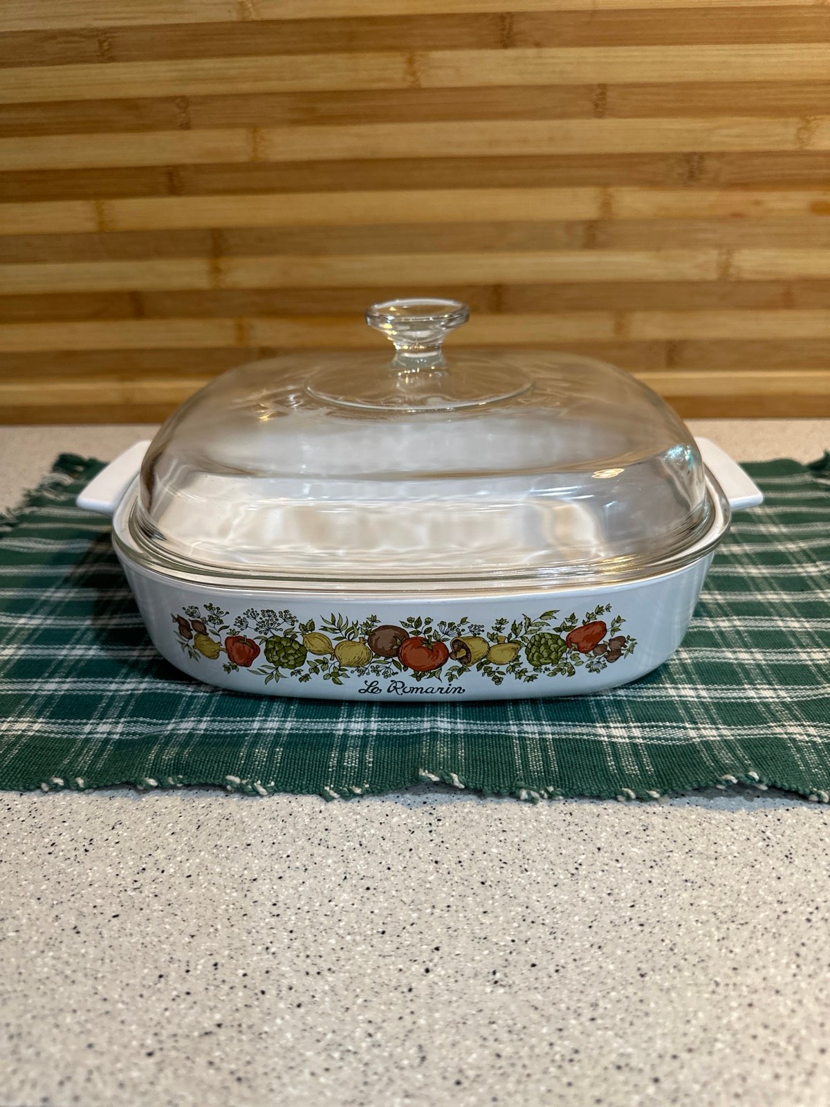 CorningWare A-10-B Spice Of Life Le Romarin 10x10x2 w/ PYREX LID A-12-C Vintage