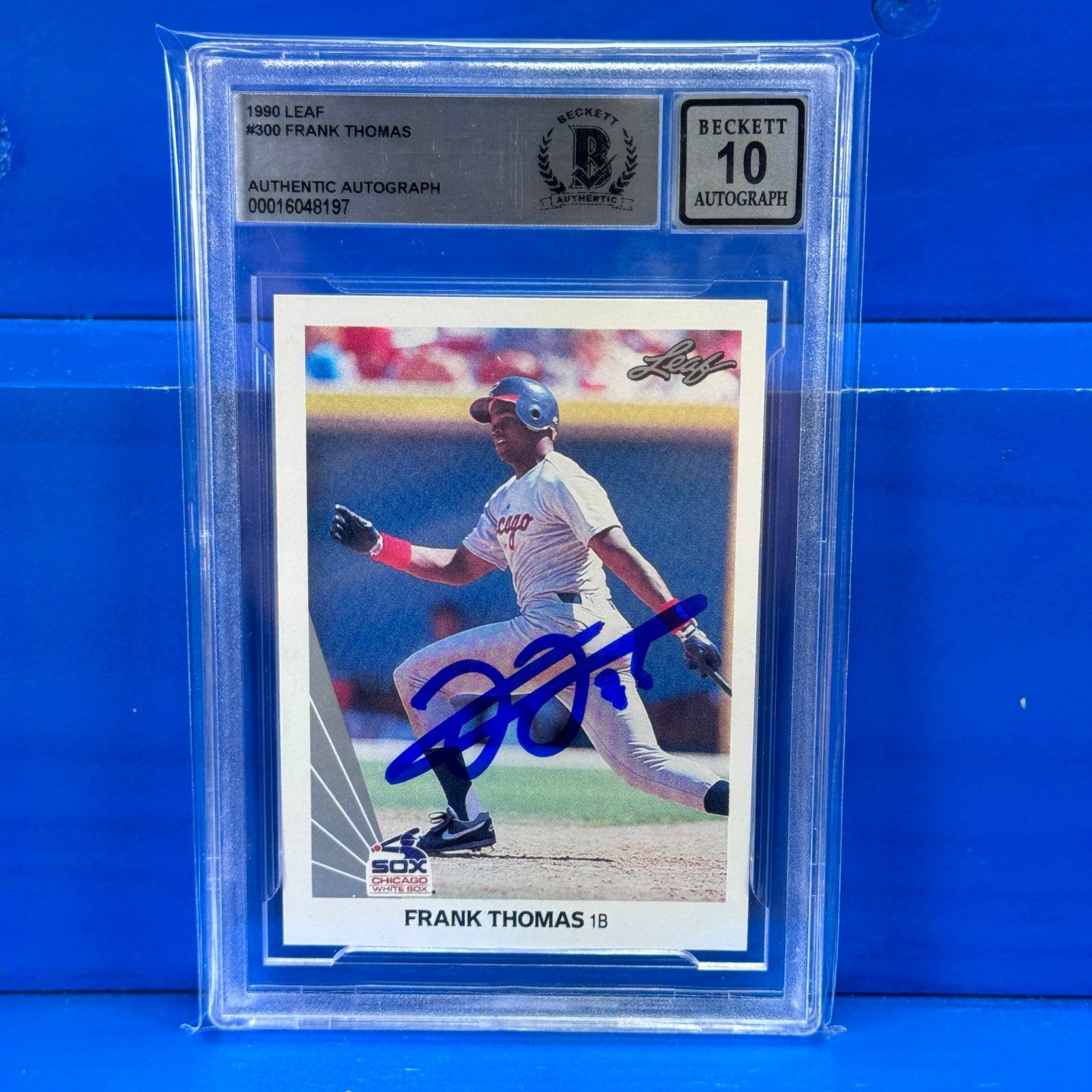 FRANK THOMAS Autographed 1990 Leaf Rookie Card RC HOF Beckett 10 Auto White Sox