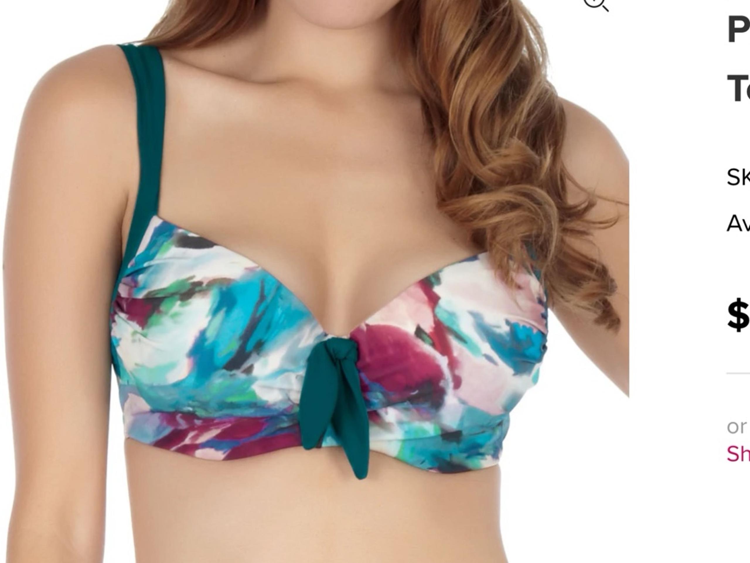NEW Panache Balconette Padded Bikini Top Bra 36H US (36FF) Abstract Print NWT