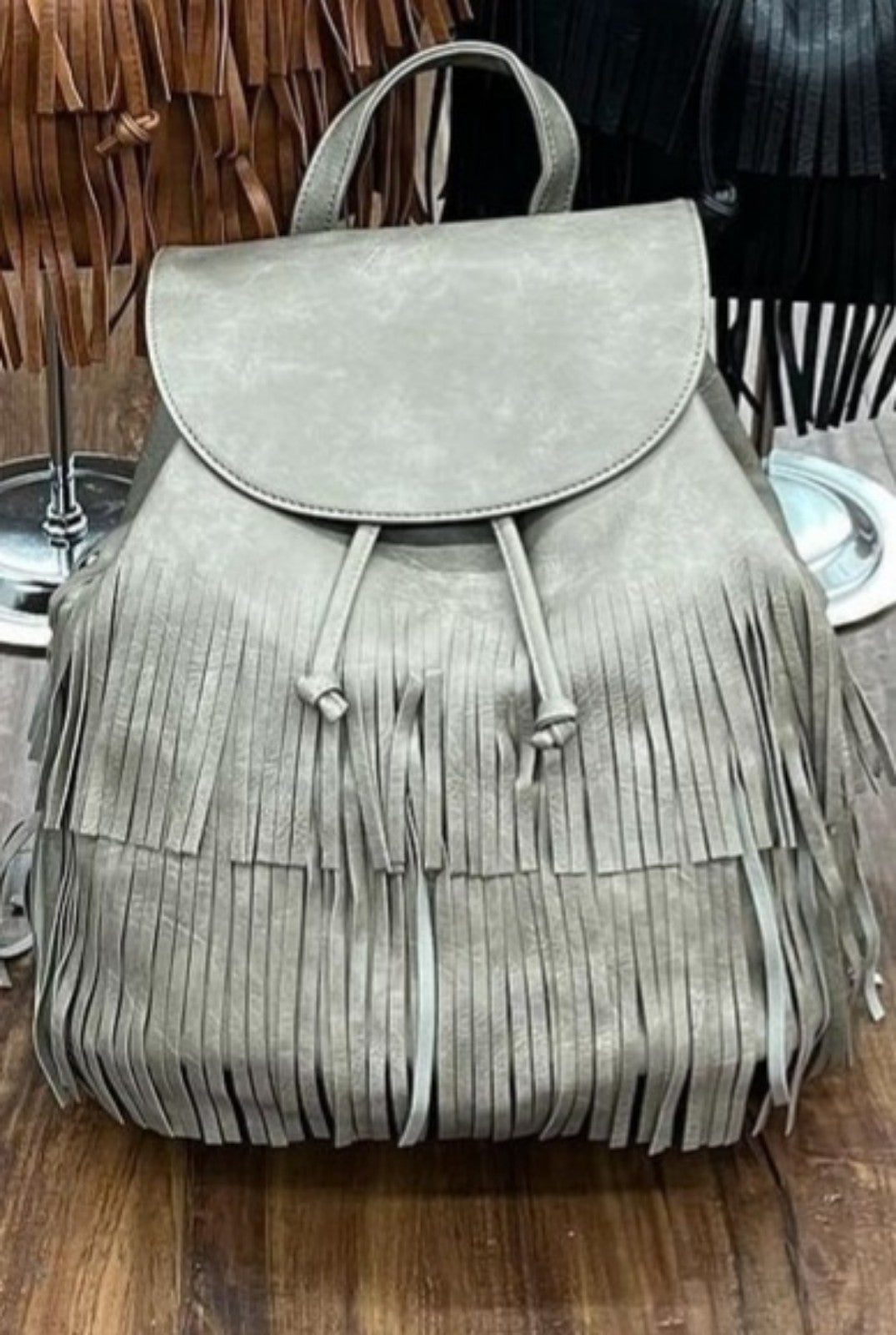 Genuine high quality Leather Fringe Crossbody Backpack