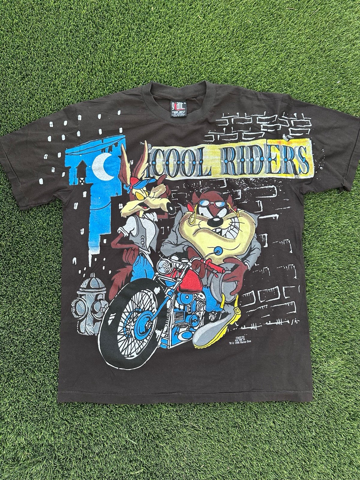 Looney Tunes Motorcycle Taz Wile E Coyote Cool Riders Modern Sz XL AOP