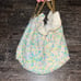 Vintage 1960s Pastel beads reversible white beads purse w/gold chain handles
