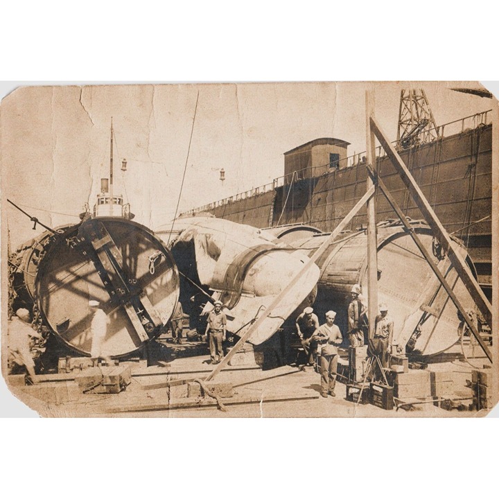Rare 1915 Photo Of Raised F-4 Submarine 1st Navy Submarine Disaster Backwriting