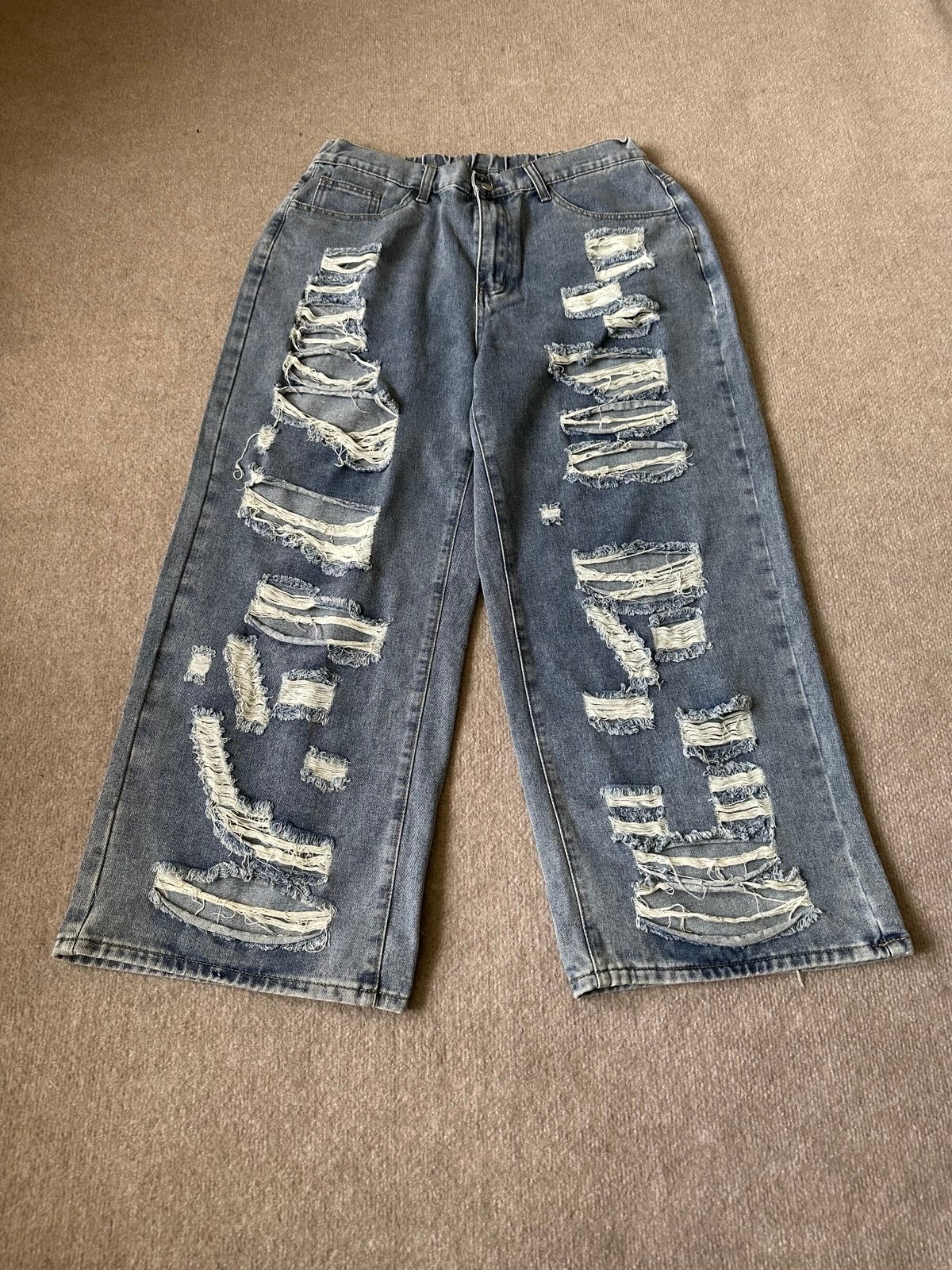 ROMWE Wmns High-Rise Distressed Wide-Leg Jeans NWT~1XL