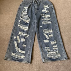 ROMWE Wmns High-Rise Distressed Wide-Leg Jeans NWT~1XL