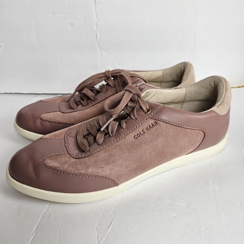 COLE HAAN Burlwood Grand Crosscourt Suede Leather Sneaker 8 Mauve Purple Light
