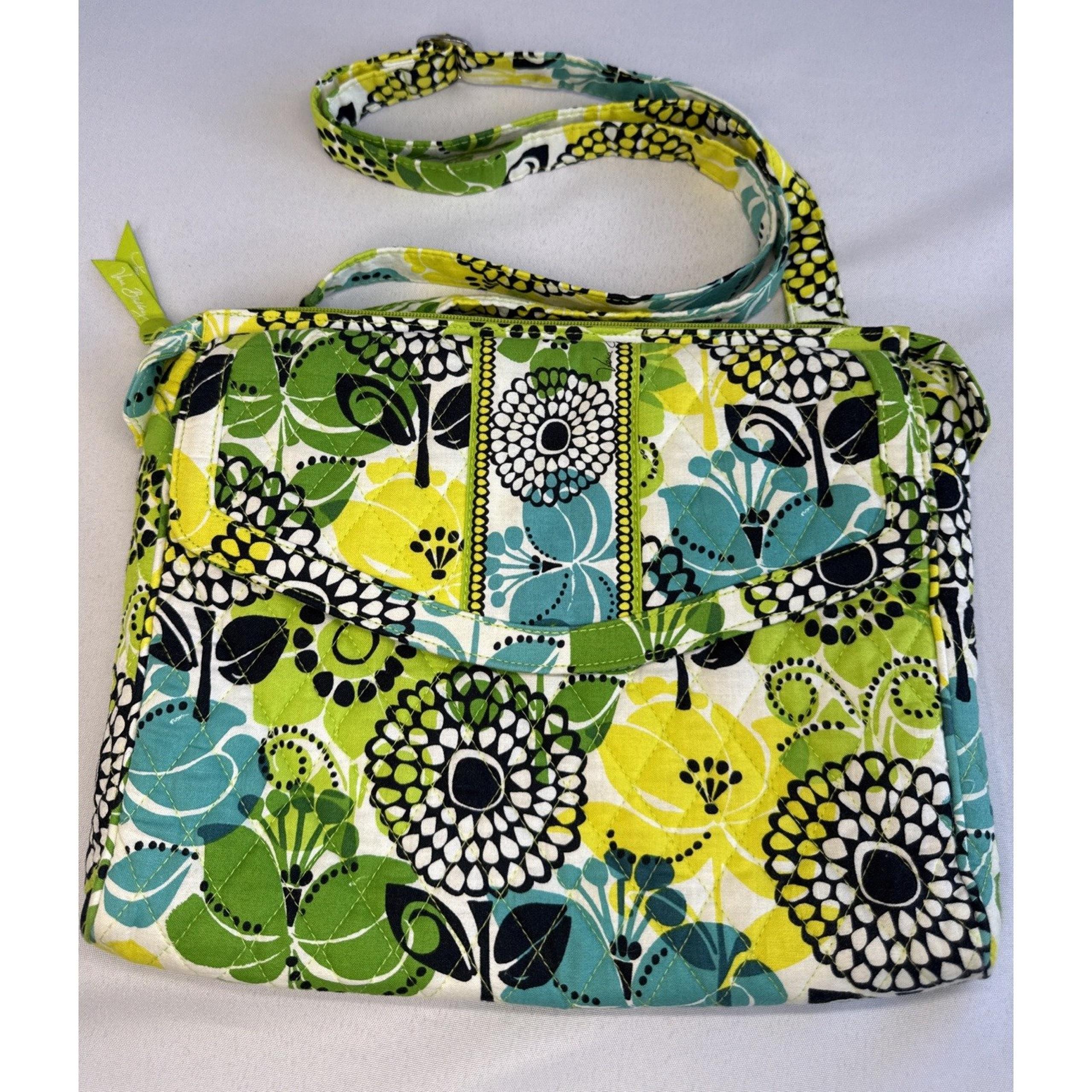 Vera Bradley Attaché Messenger Laptop Bag Crossbody Limes Up 14"Lx11"Wx5"D