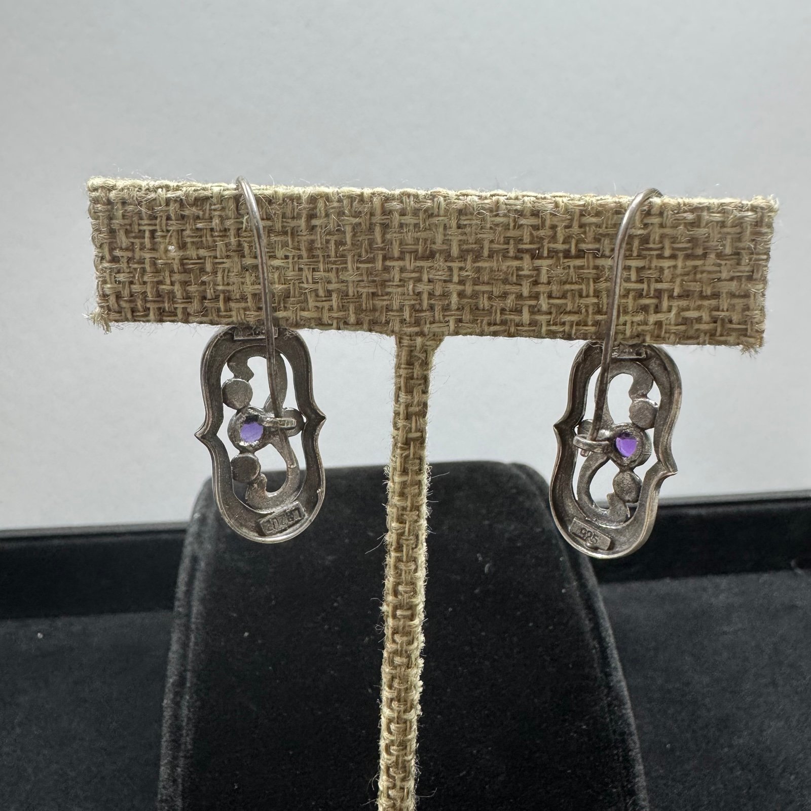 Sterling Silver w/Amethyst Art Neveau Earrings #226