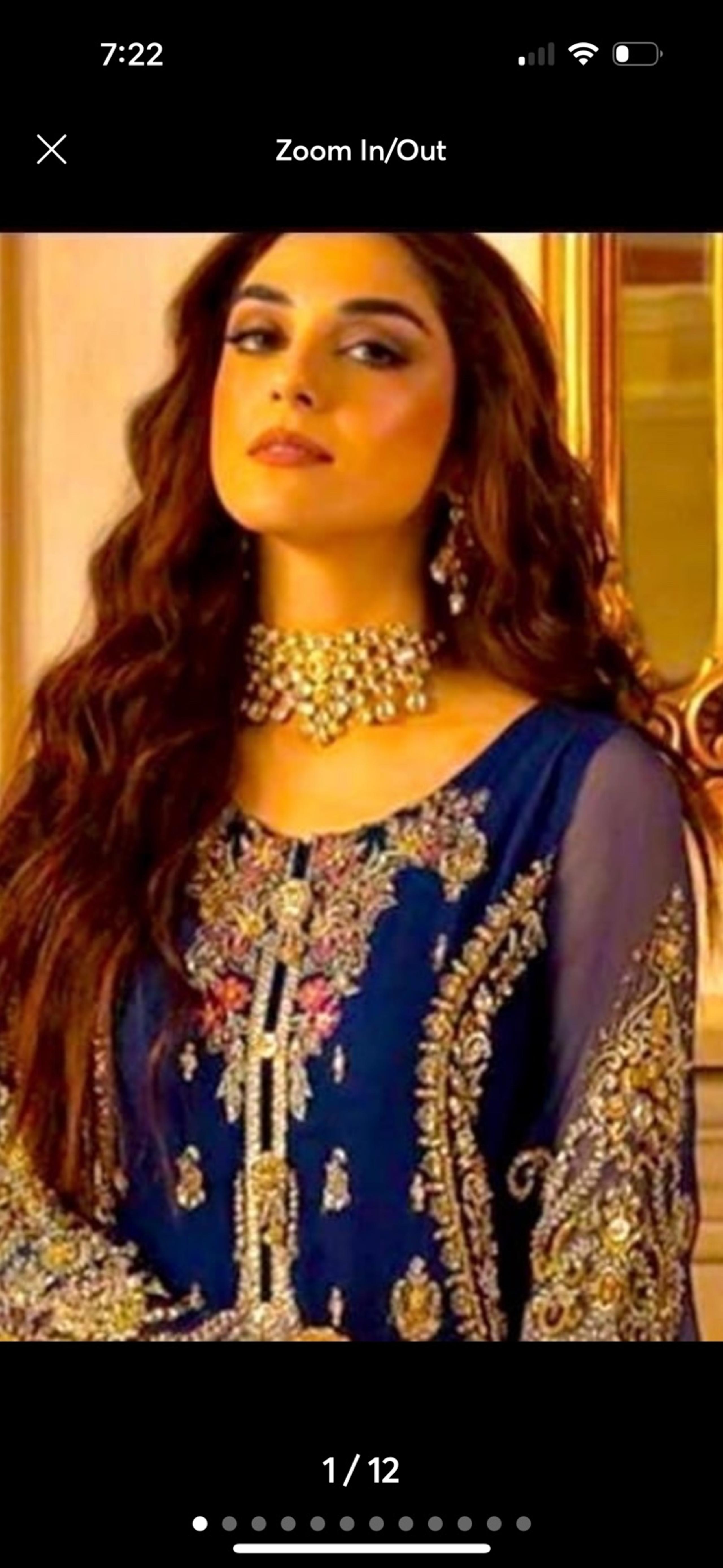 Pakistani royal blue!  crinkle chiffon georgette! Katdana work! !S sz
