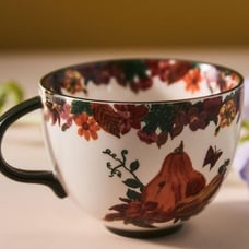 Anthropologie Nathalie Lete Mug Cup pumpkin chipmunk squirrel Fall Autumn NEW