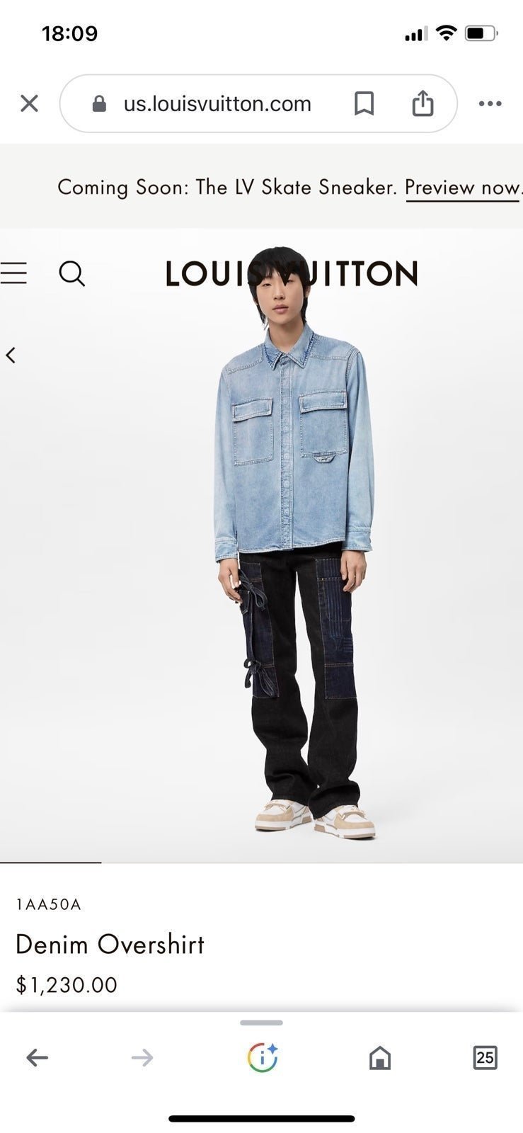 LV denim overshirt for Men size S