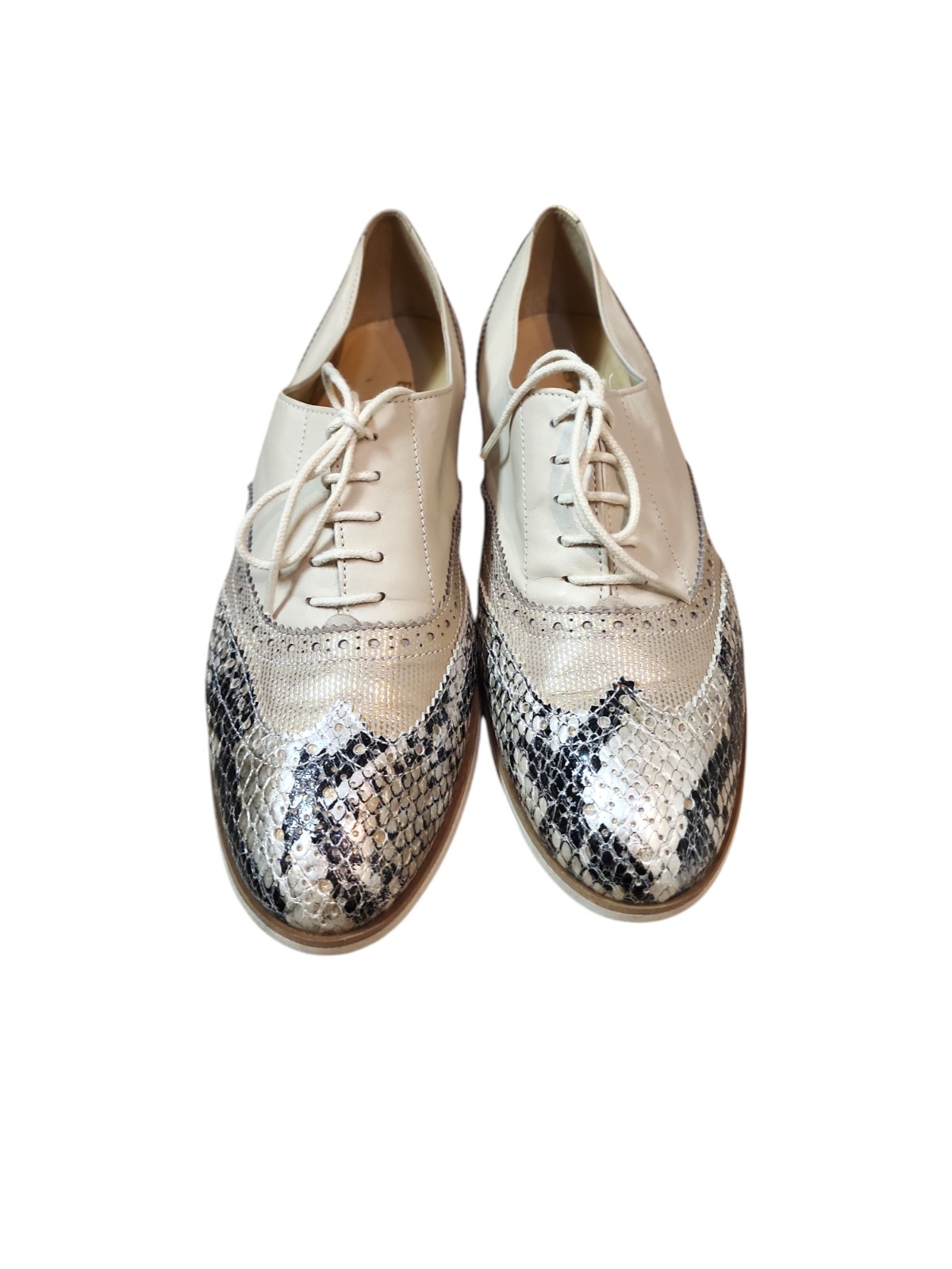 Brunate Snake Print Wingtip Shoes