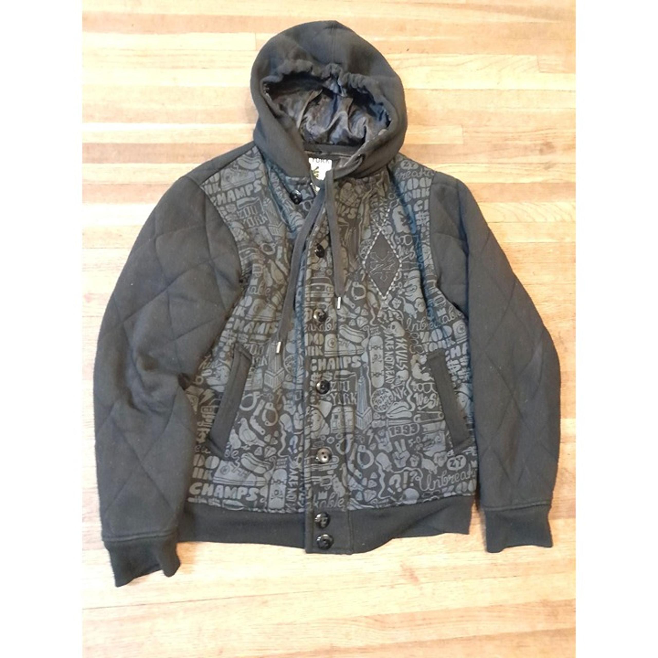 Vintage Y2K Zoo York Medium Hooded Graphic Print Hip Hop Skater Retro Jacket