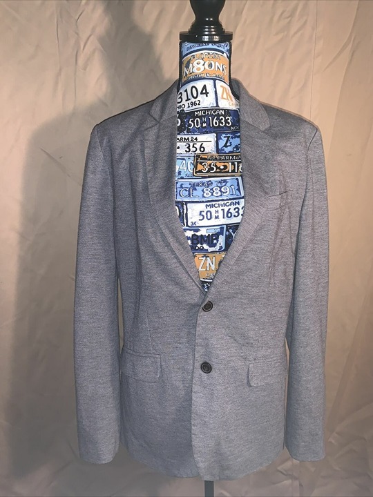 Zara Man 2 Button Sports Coat Blazer Notched Grey Size 40 Jacket Pockets Suit