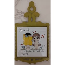 Vintage 1972 Los Angeles Times Trivet Love is... helping her With The Shopping
