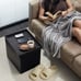 Folding Leather Stool Storage Ottoman Foot Rest 17 inch Black