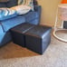 Folding Leather Stool Storage Ottoman Foot Rest 17 inch Black
