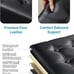 Folding Leather Stool Storage Ottoman Foot Rest 17 inch Black