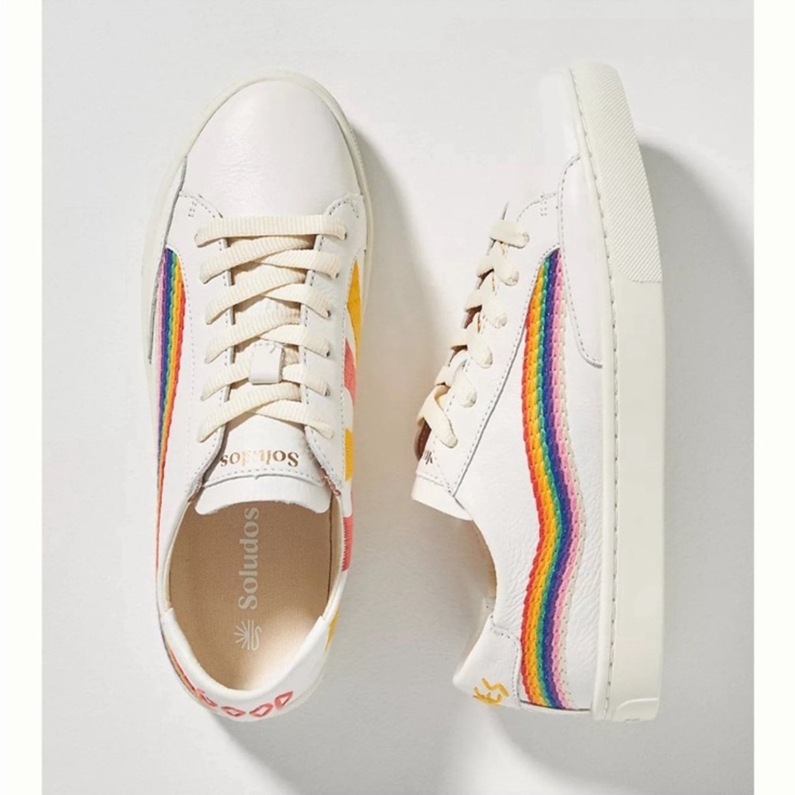 Soludos Womens Good Vibes Rainbow Wave White Sneaker Shoes Size US 5.5 NWOB