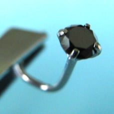 .10ct 2.97mm 100% REAL BLACK DIAMOND NOSE RING/SCREW, CERT,FREE DIA TESTER