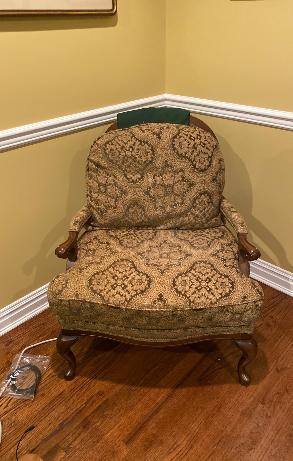 Oversized chair shade of sage with gold