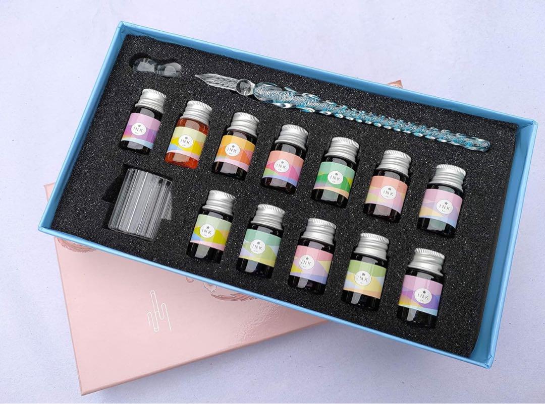 【New】Calligraphy Pen Glass Pen and Colorful Ink Set 12 Pieces