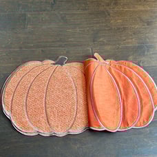 Haymarket Square Set Of 4 Pumpkin Shaped Reversible Orange New Fall Thanksgiving