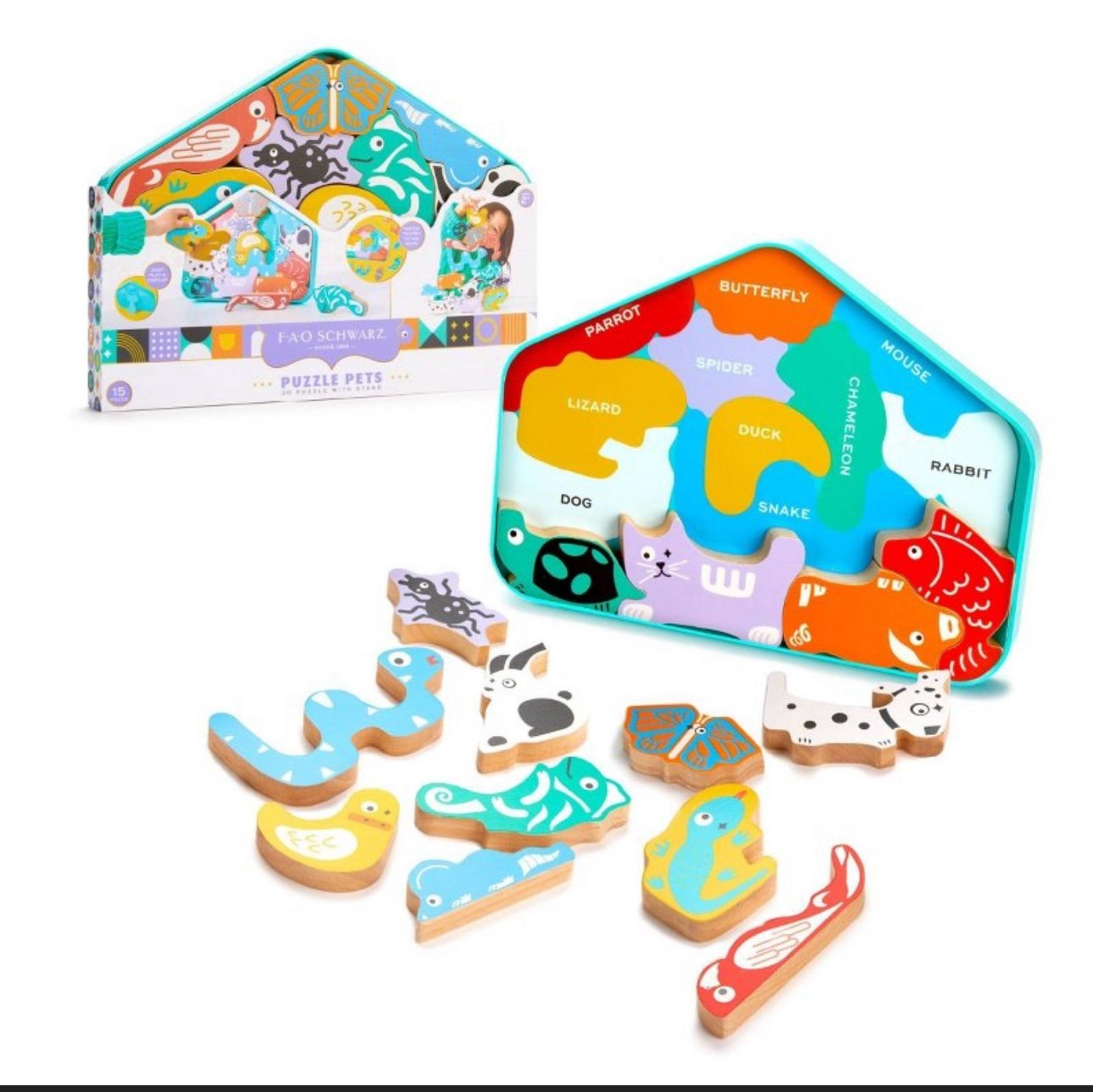 fao schwarz toy wood puzzle -15 pieces