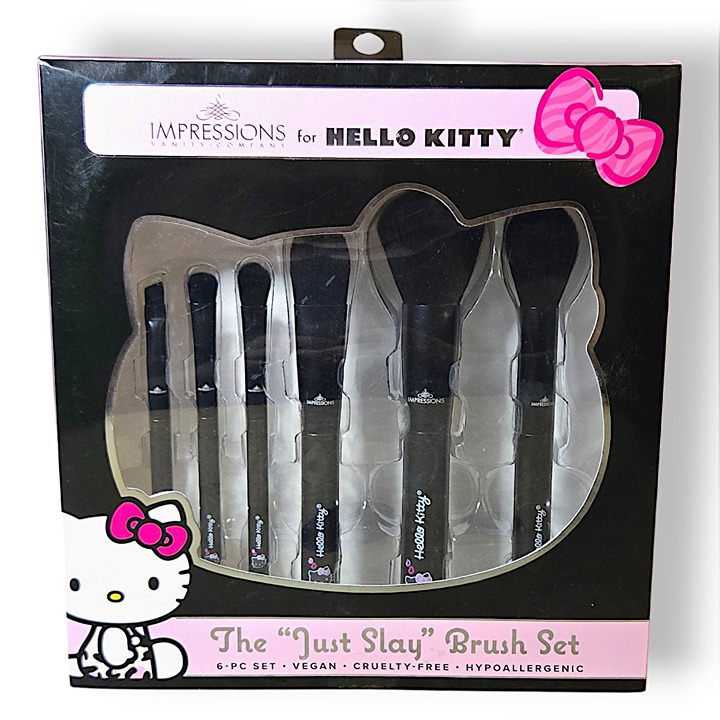 Impressions Vanity Sleek Black Hello Kitty Just Slay 6-pc Brush Set