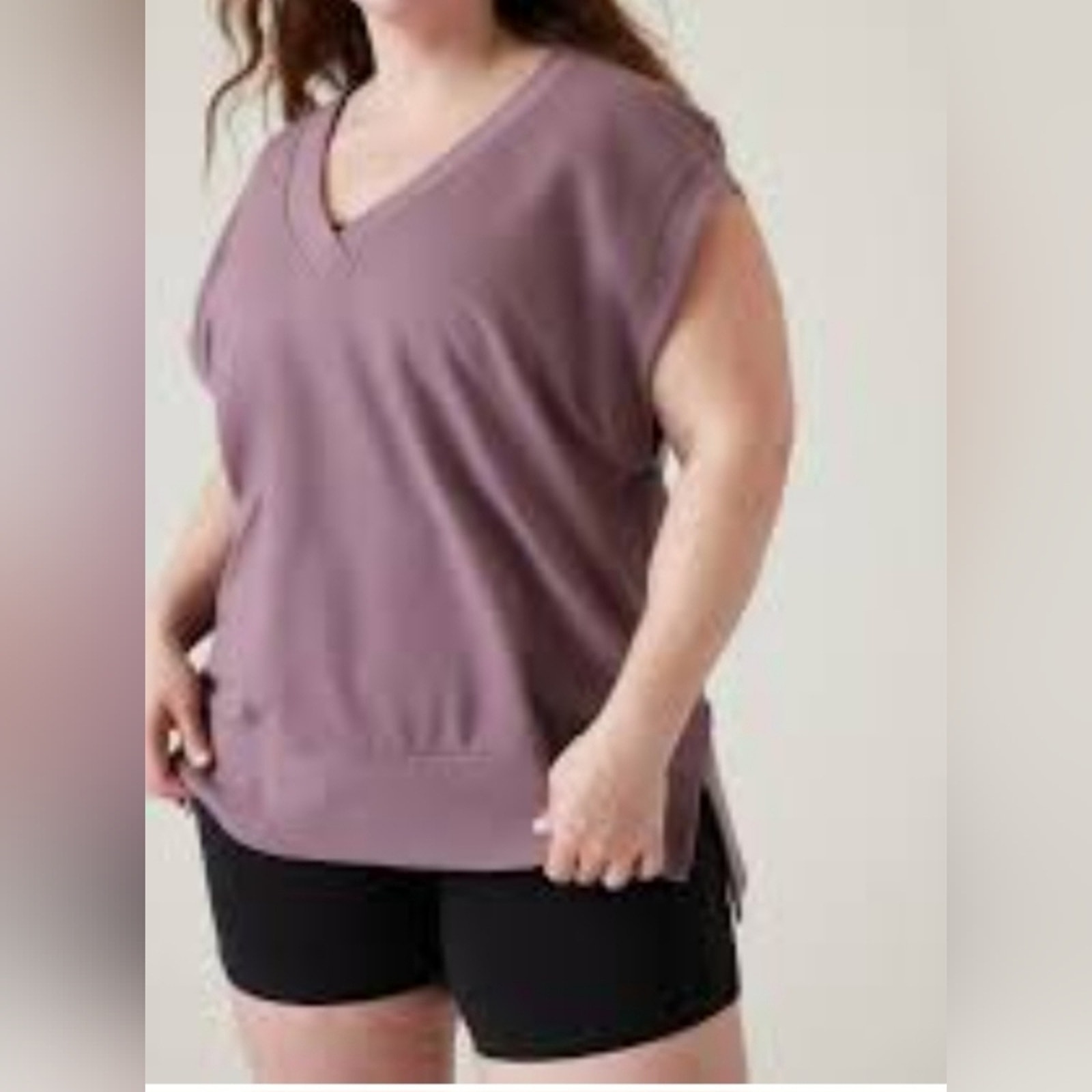 Athleta Purple Retro Terry V Neck Athletic Top Women's Size 1X
