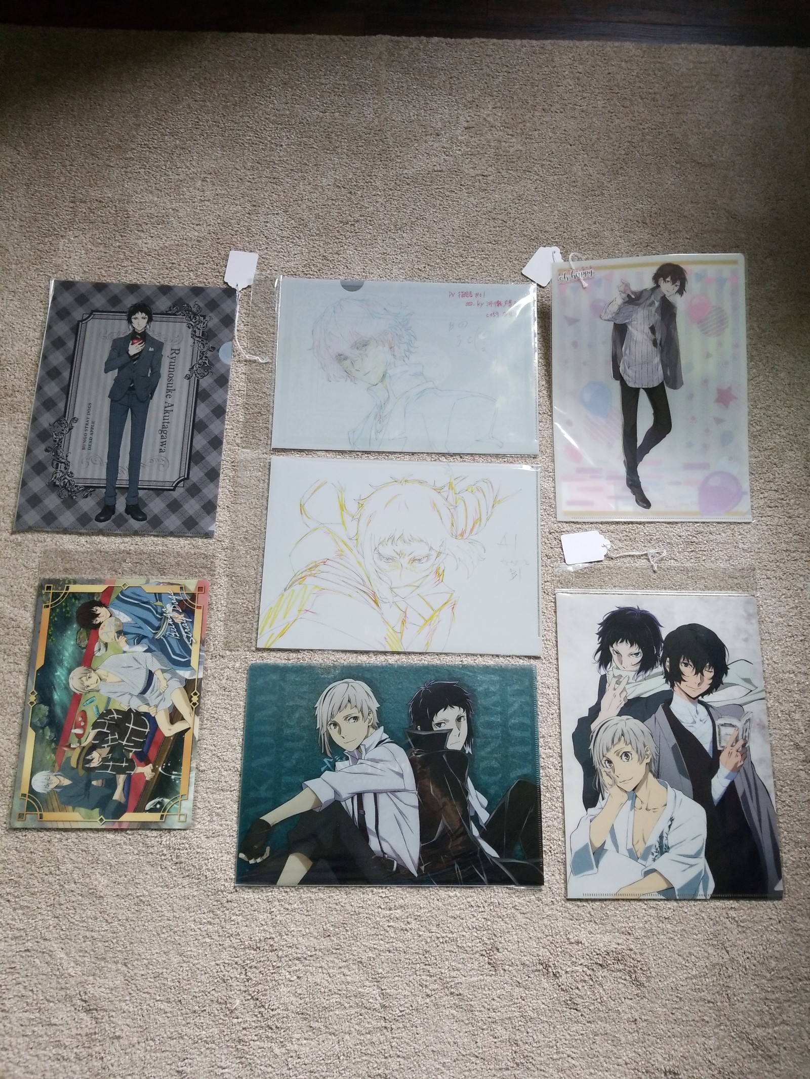 Lot of 5 NEW Bungo Stray Dogs Clear Files Folders, Dazai, Akutagawa, Atsushi