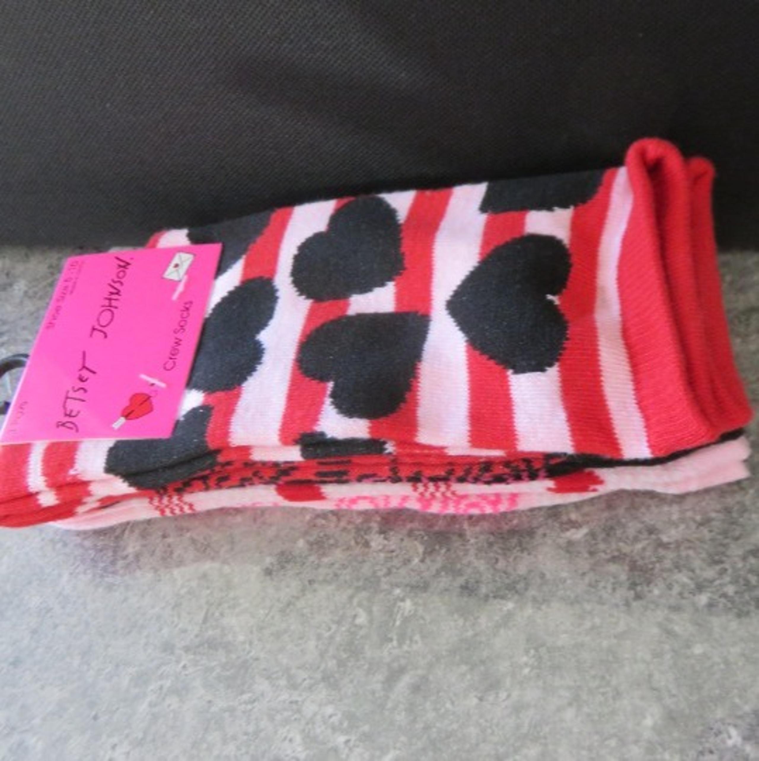 (#S) Betsey Johnson Crew Socks 3-Pairs Shoe Size 5-10
