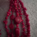 Vintage Natural Coral Chunky Beaded 5 Strand Necklace with Sterling Silver Clasp