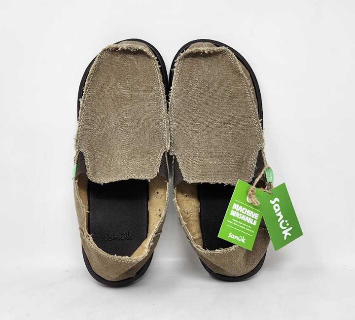New men's 12 Sanuk Vagabond sidewalk surfer slip on shoes in brown