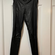 The Row black leather leggings