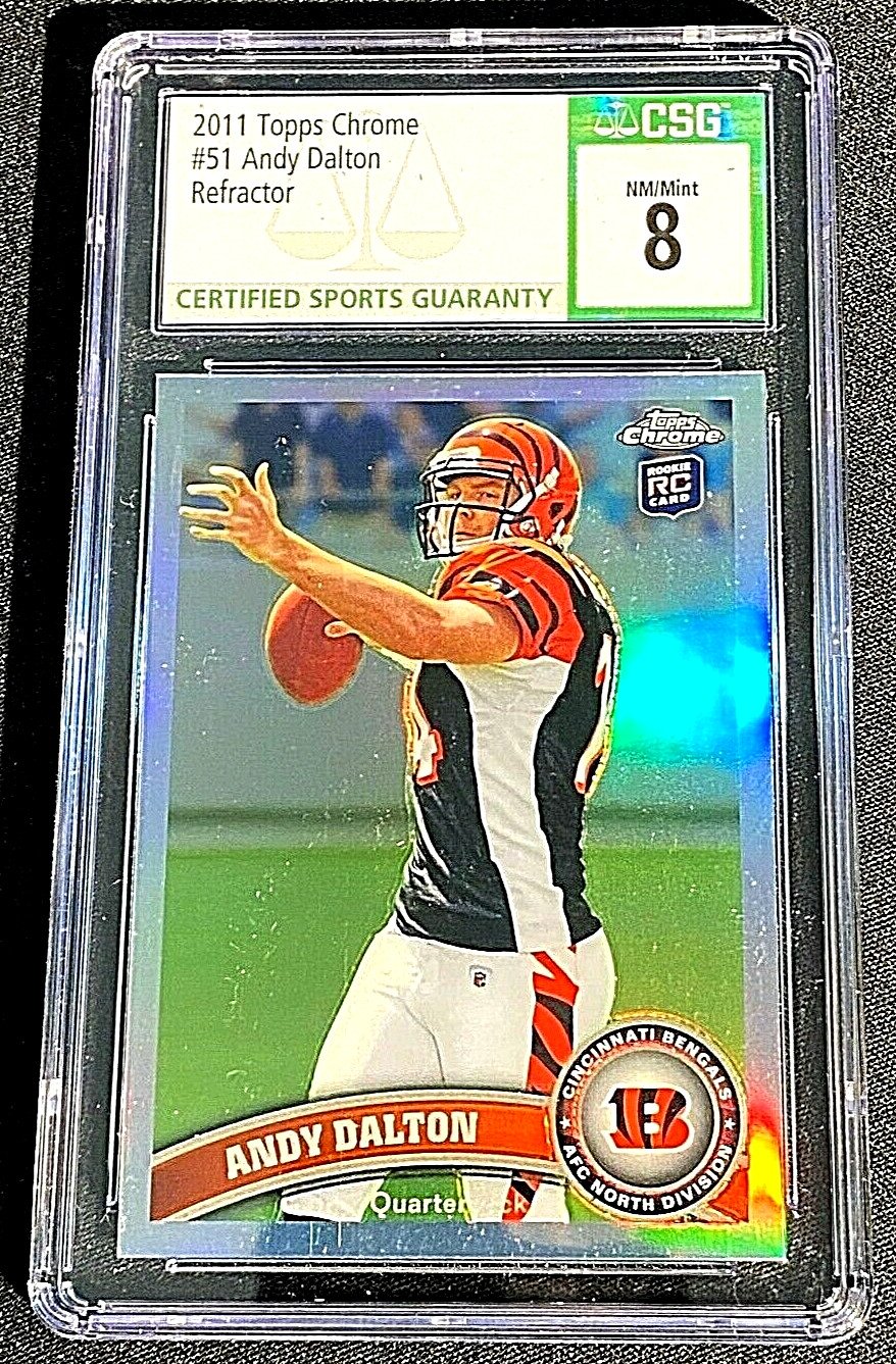 CSG 8 NM/MT ANDY DALTON 2011 TOPPS CHROME REFRACTOR ROOKIE SILVER RC #51 G1205