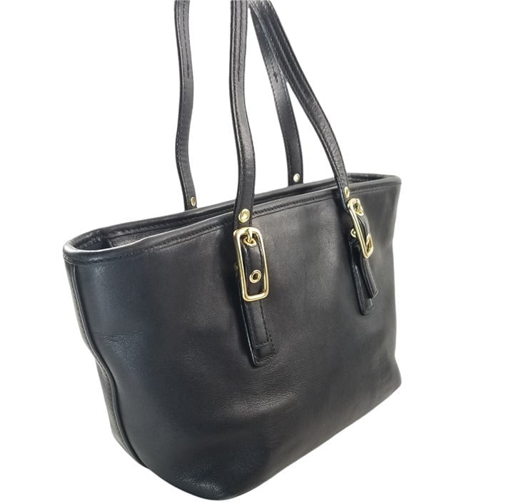 Vintage Coach Black Leather Legacy West Mini Market Purse Small Tote #9846