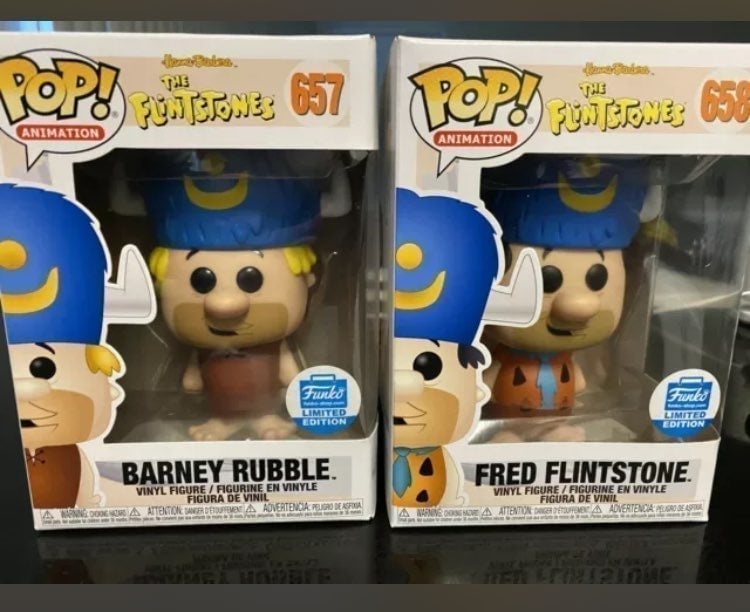 Fred Flintstone and Barney Rubble Funko Pop Water buffalo hat exclusive