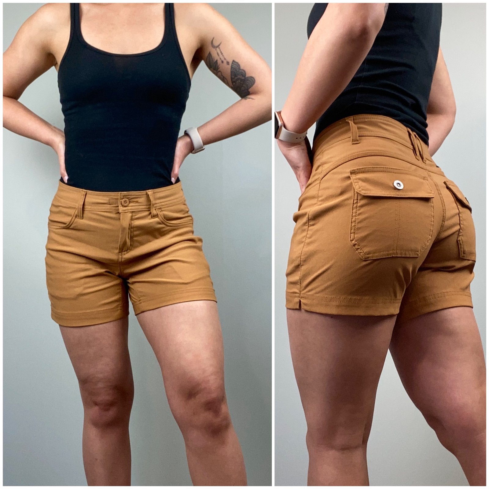 Prana tan Halle 5 nylon outdoor hiking Shorts size 0, 5” inseam