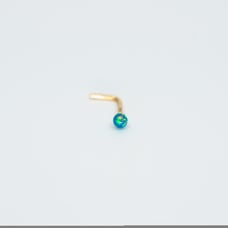 Solid 14kt gold nose piercing with green opal 20 gauge New